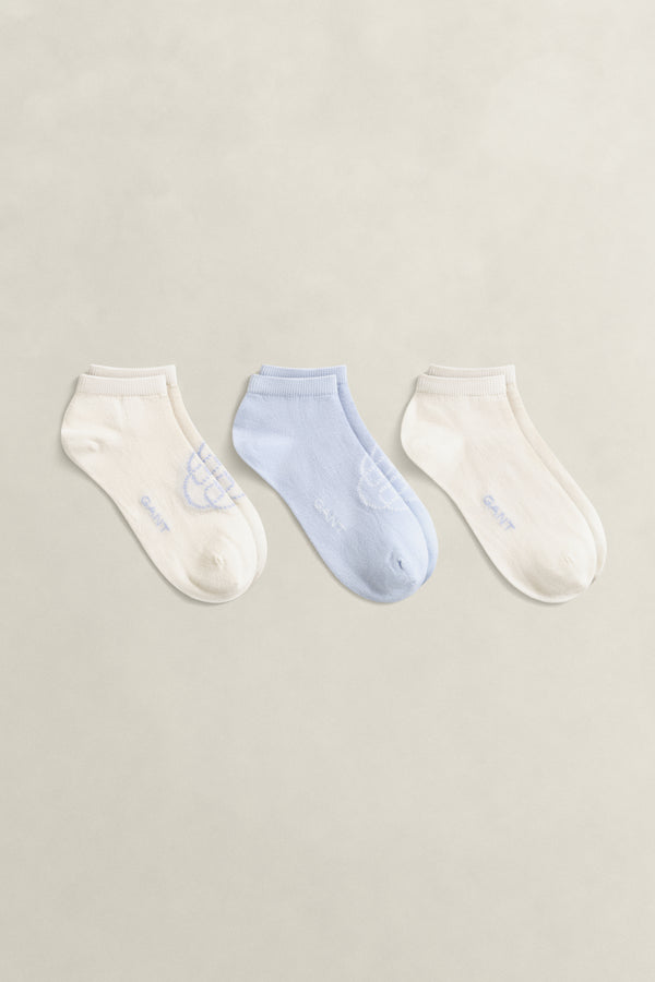 3-Pack Monogram & Solid Ankle Socks