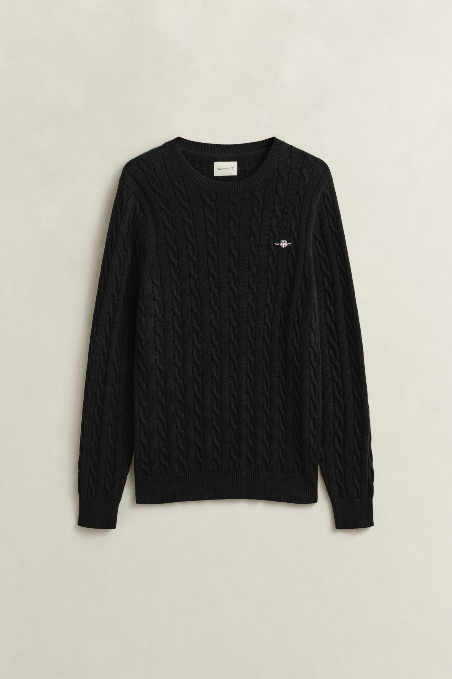 BLACK, Classic Cable Knit Sweater, FLAT-LAY BY GANT AU.