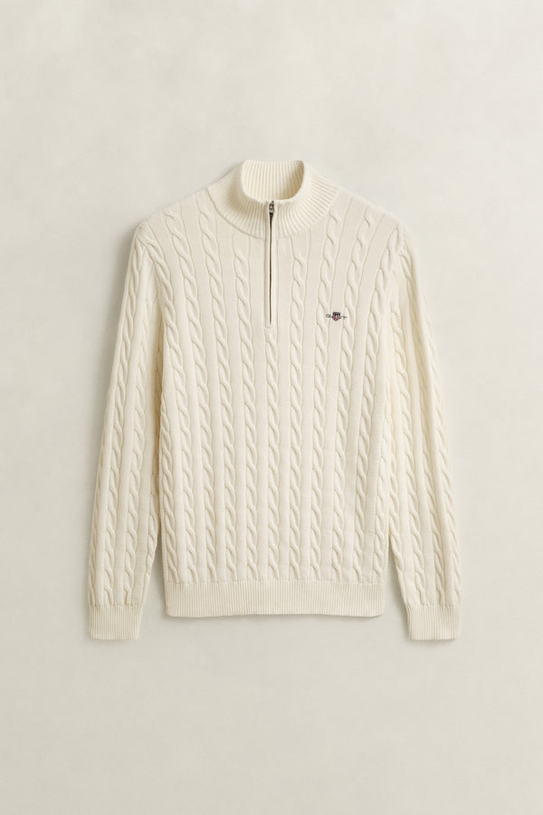 Cotton Cable Knit Half-Zip Sweater