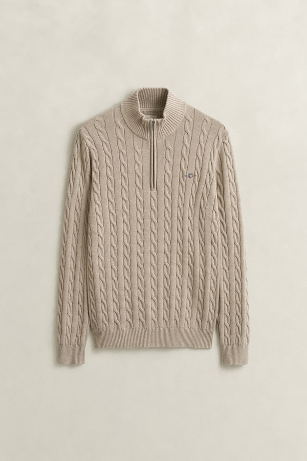 Cotton Cable Knit Half-Zip Sweater