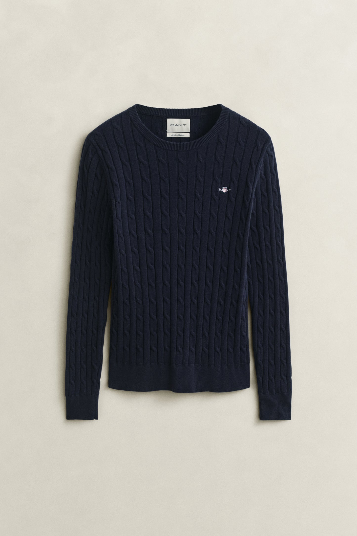 EVENING BLUE, Classic Cable Knit Sweater, FLAT-LAY BY GANT AU.