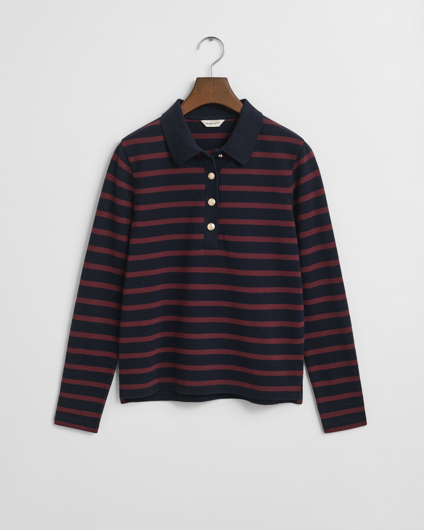 Breton Striped Long Sleeve Piqué Polo Shirt