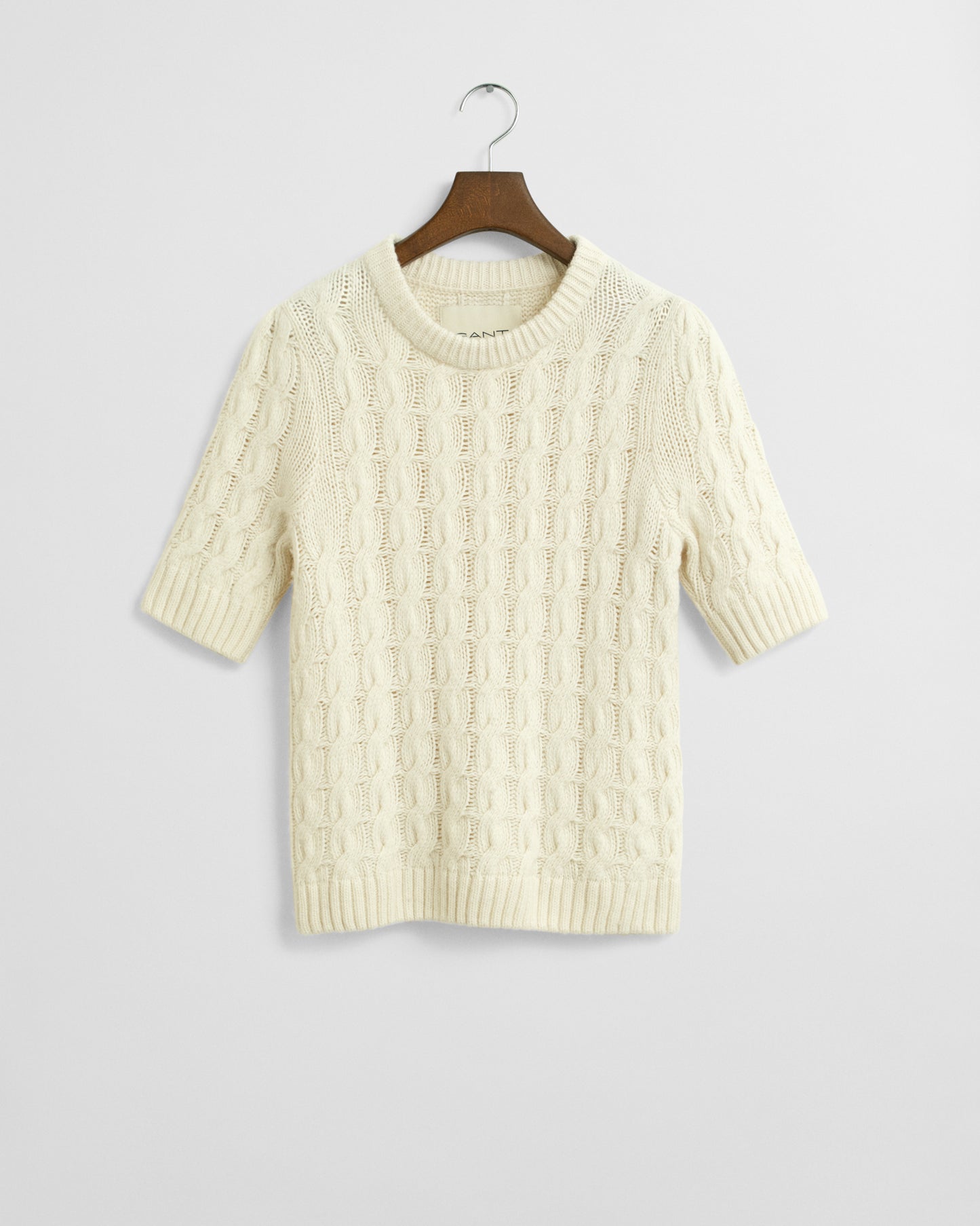Puff Sleeve Cable Knit Short Sleeve Dress