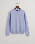 LAKE BLUE MEL, SUPERFINE LAMBSWOOL CREW, FLAT-LAY BY GANT AU.