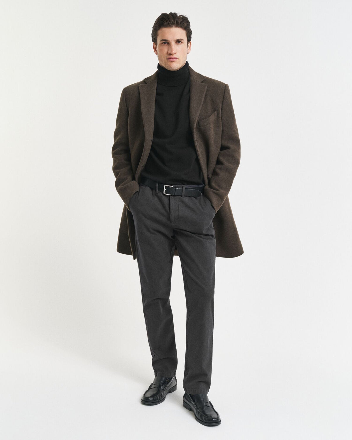 Slim Fit Cotton Herringbone Pants