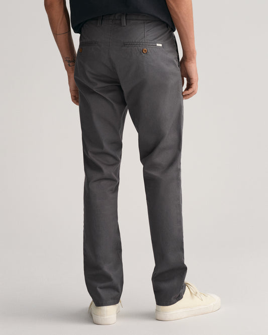 ANTRACITE, SLIM TWILL CHINOS, BACK-VIEW BY GANT AU.