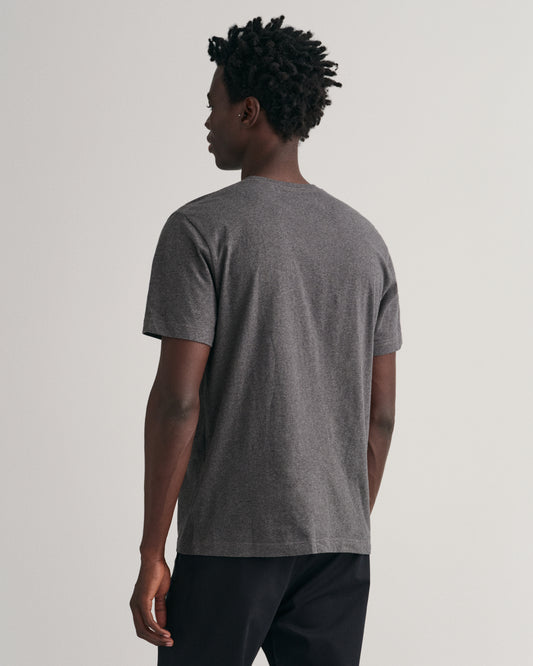 ANTRACIT MELANGE, REG SHIELD SS T-SHIRT, BACK-VIEW BY GANT AU.