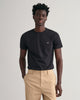 BLACK, SLIM SHIELD SS T-SHIRT, FRONT-VIEW BY GANT AU.