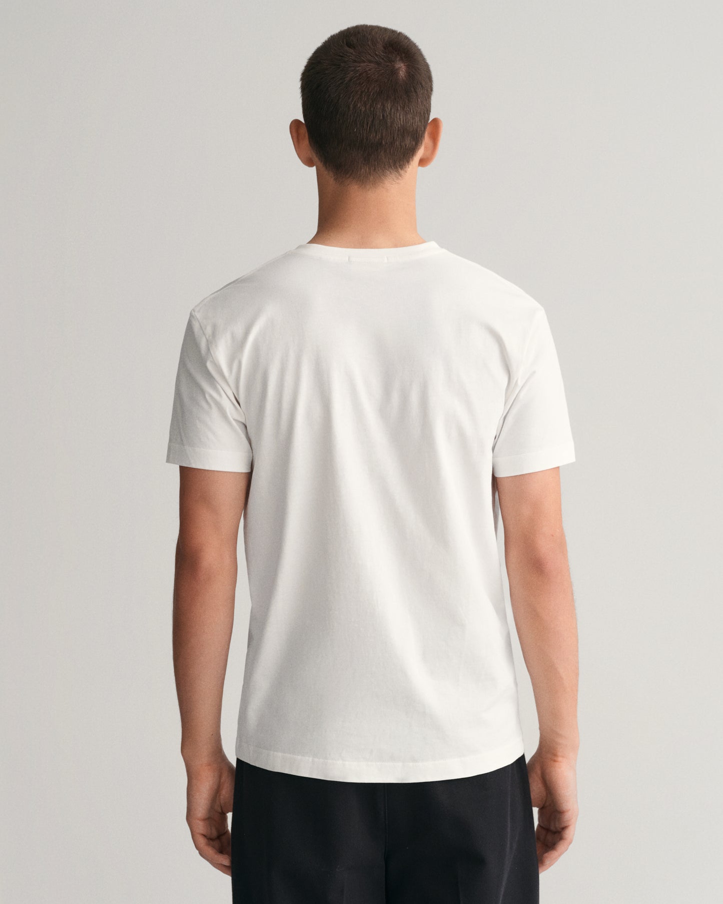 WHITE, SLIM SHIELD V-NECK T-SHIRT, BACK-VIEW BY GANT AU.