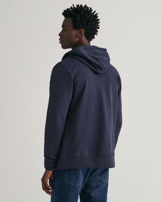 EVENING BLUE, REG SHIELD FULL ZIP HOODIE, BACK-VIEW BY GANT AU.