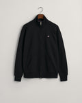 BLACK, REG SHIELD FULL ZIP SWEAT, FLAT-LAY BY GANT AU.