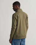 JUNIPER GREEN, REG SHIELD FULL ZIP SWEAT, BACK-VIEW BY GANT AU.
