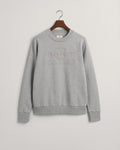 GREY MELANGE, REG TONAL SHIELD C-NECK SWEAT, FLAT-LAY BY GANT AU.