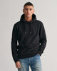 BLACK, REG TONAL SHIELD HOODIE, FRONT-VIEW BY GANT AU.