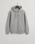 GREY MELANGE, REG TONAL SHIELD HOODIE, FLAT-LAY BY GANT AU.