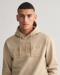 CONCRETE BEIGE, REG TONAL SHIELD HOODIE, CLOSE-UP BY GANT AU.
