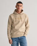 CONCRETE BEIGE, REG TONAL SHIELD HOODIE, FRONT-VIEW BY GANT AU.