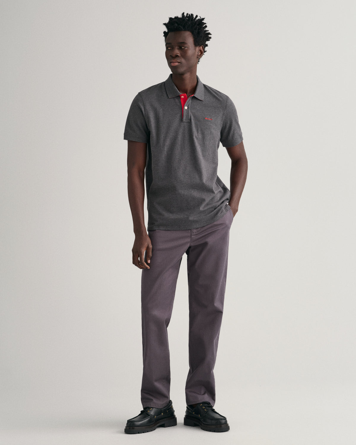 ANTRACIT MELANGE, REG CONTRAST PIQUE SS POLO BY GANT AU.