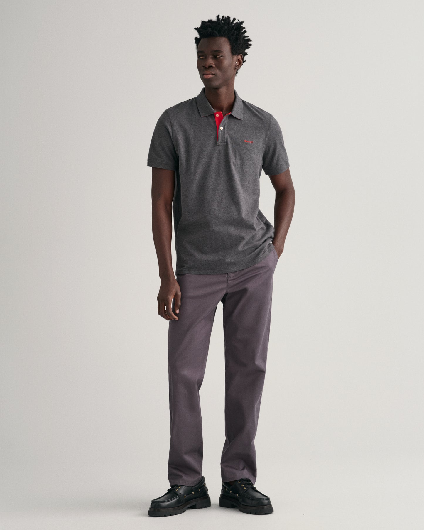 ANTRACIT MELANGE, REG CONTRAST PIQUE SS POLO BY GANT AU.