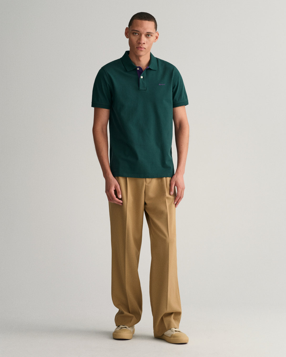 TARTAN GREEN, REG CONTRAST PIQUE SS POLO BY GANT AU.