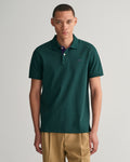 TARTAN GREEN, REG CONTRAST PIQUE SS POLO, FRONT-VIEW BY GANT AU.