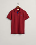 PLUMPED RED, REG CONTRAST PIQUE SS POLO, FLAT-LAY BY GANT AU.