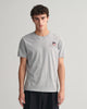 GREY MELANGE, REG ARCHIVE SHIELD EMB SS T-SHIRT, FRONT-VIEW BY GANT AU.