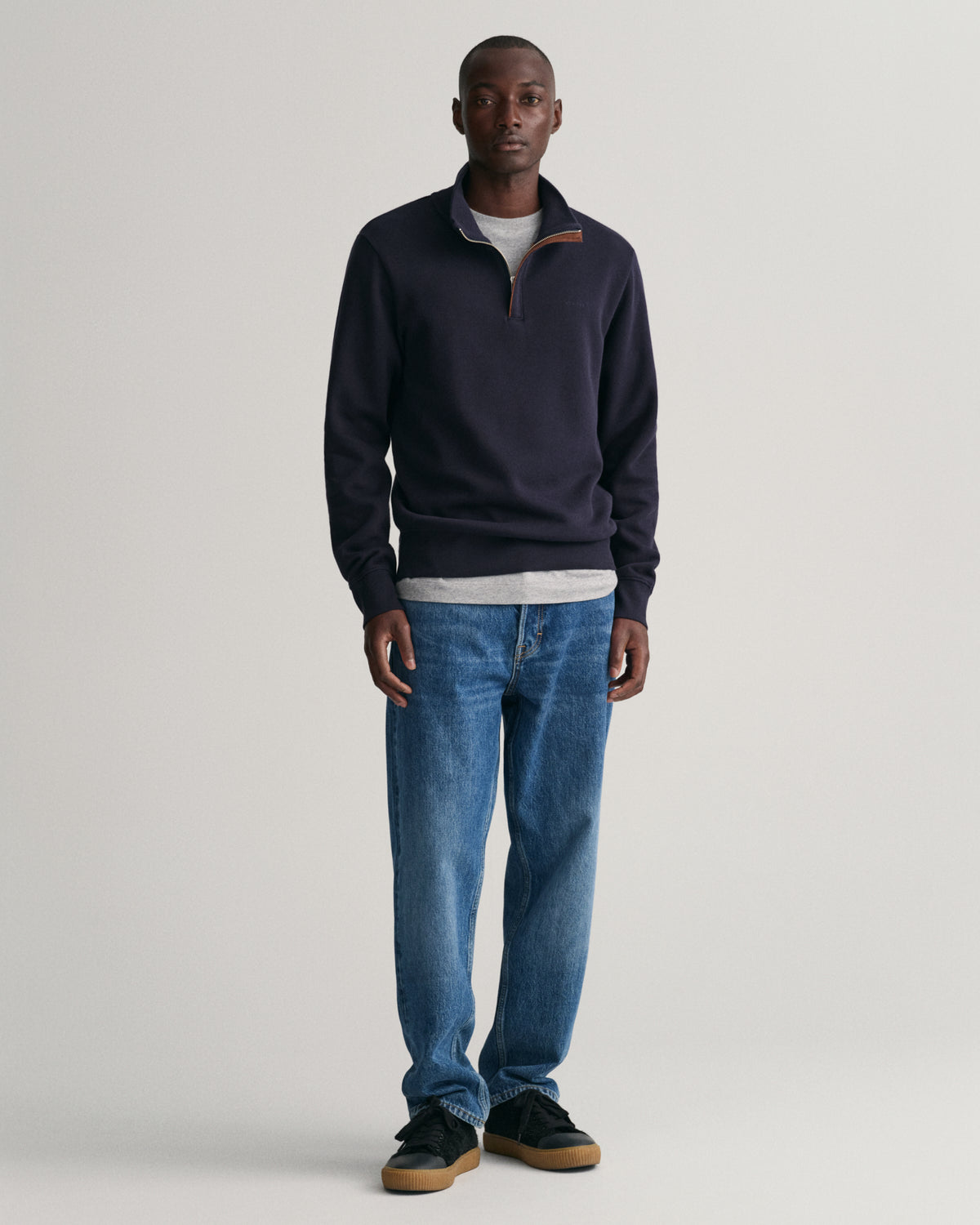 EVENING BLUE, SACKER RIB HALF ZIP BY GANT AU.