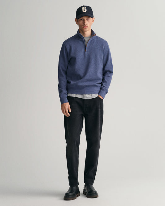 DK JEANSBLUE MELANGE, SACKER RIB HALF ZIP BY GANT AU.