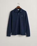 EVENING BLUE, REG SHIELD LS PIQUE POLO, FLAT-LAY BY GANT AU.