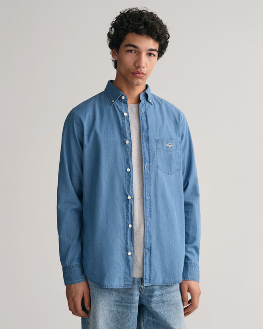 SEMI LIGHT BLUE, REG INDIGO BD, FRONT-VIEW BY GANT AU.