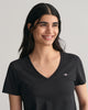 BLACK, REG SHIELD SS V-NECK T-SHIRT, CLOSE-UP BY GANT AU.