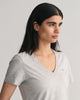 LIGHT GREY MELANGE, REG SHIELD SS V-NECK T-SHIRT, CLOSE-UP BY GANT AU.