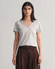 LIGHT GREY MELANGE, REG SHIELD SS V-NECK T-SHIRT, FRONT-VIEW BY GANT AU.