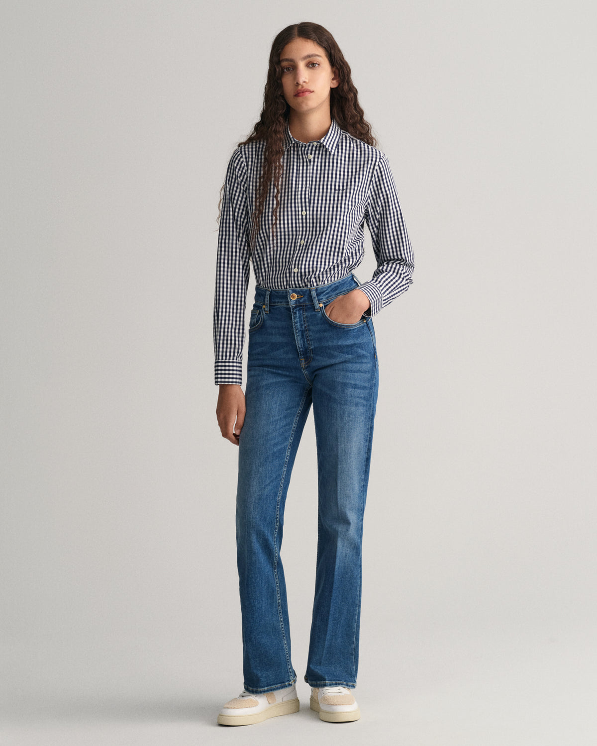 CLASSIC BLUE, REG POPLIN GINGHAM SHIRT BY GANT AU.