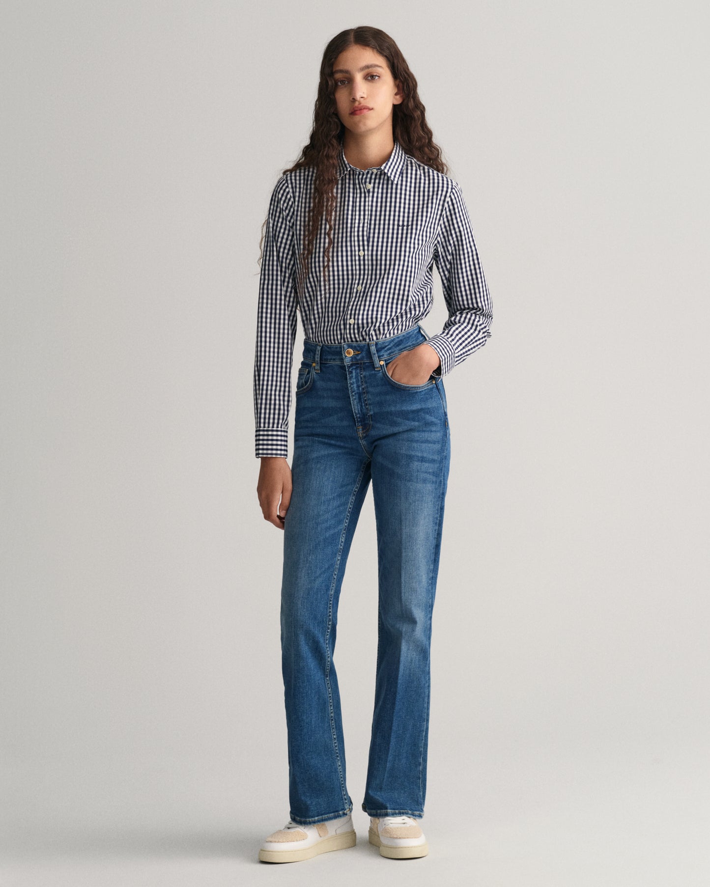 CLASSIC BLUE, REG POPLIN GINGHAM SHIRT BY GANT AU.