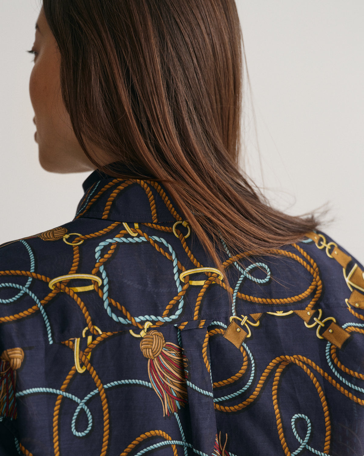 Relaxed Fit Rope Print Cotton Silk Shirt