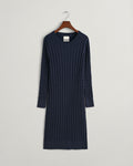 EVENING BLUE, STRETCH COTTON CABLE C-NECK DRESS, FLAT-LAY BY GANT AU.