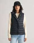BLACK, LIGHT DOWN VEST, FRONT-VIEW BY GANT AU.