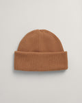 BURNT SUGAR, WOOL RIBBED BEANIE, FRONT-VIEW BY GANT AU.