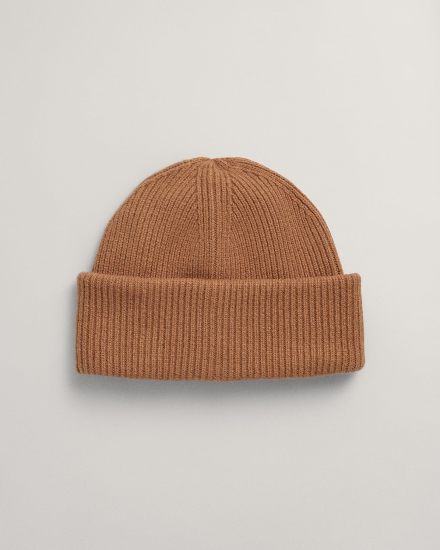 BURNT SUGAR, WOOL RIBBED BEANIE, FRONT-VIEW BY GANT AU.