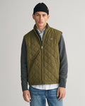 JUNIPER GREEN, QUILTED WINDCHEATER VEST, FRONT-VIEW BY GANT AU.