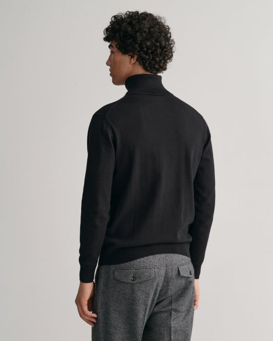 BLACK, CLASSIC COTTON ROLLERNECK, BACK-VIEW BY GANT AU.
