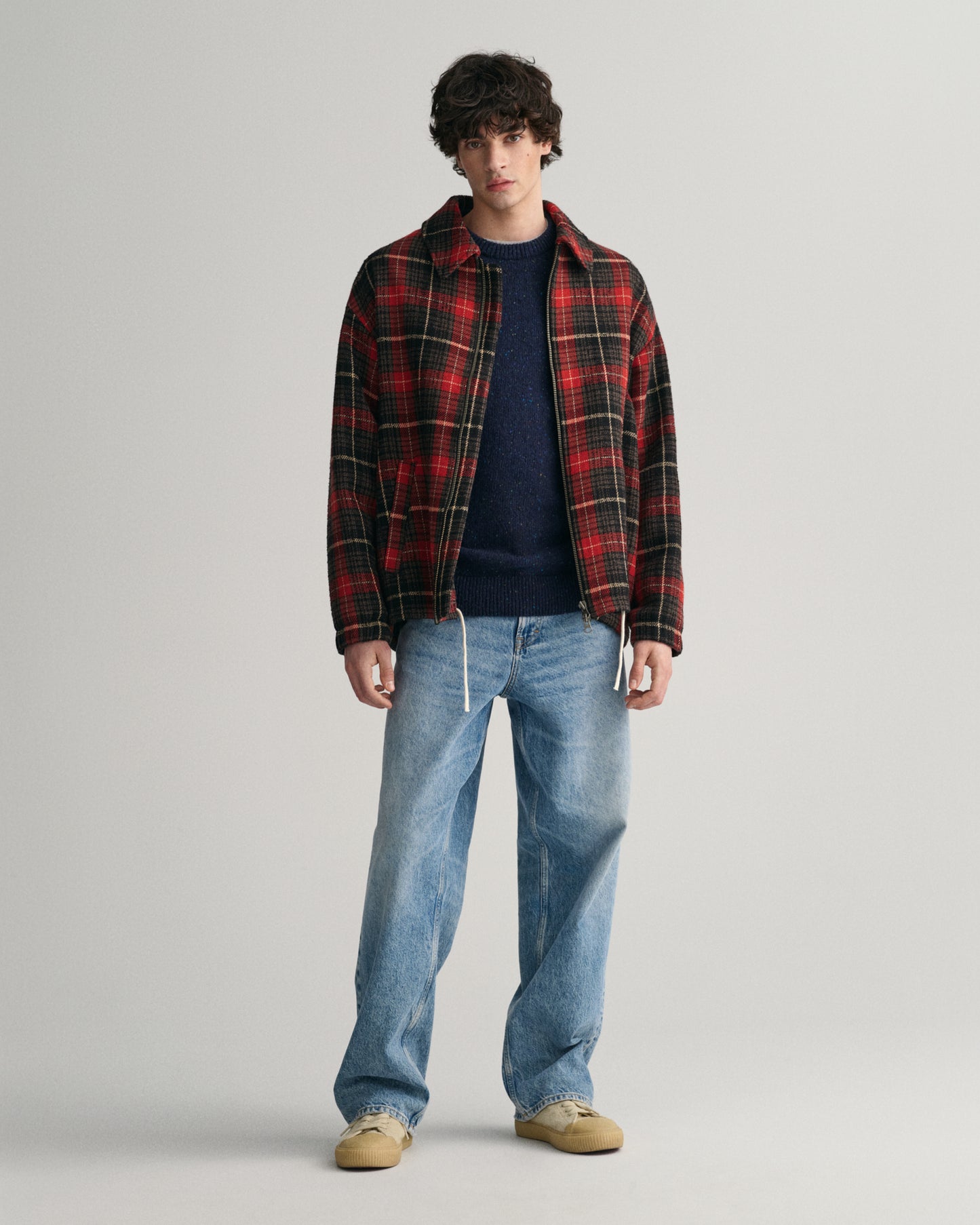 EVENING BLUE, WOOL NEPS C-NECK BY GANT AU.