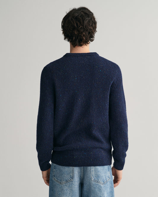 EVENING BLUE, WOOL NEPS C-NECK, BACK-VIEW BY GANT AU.