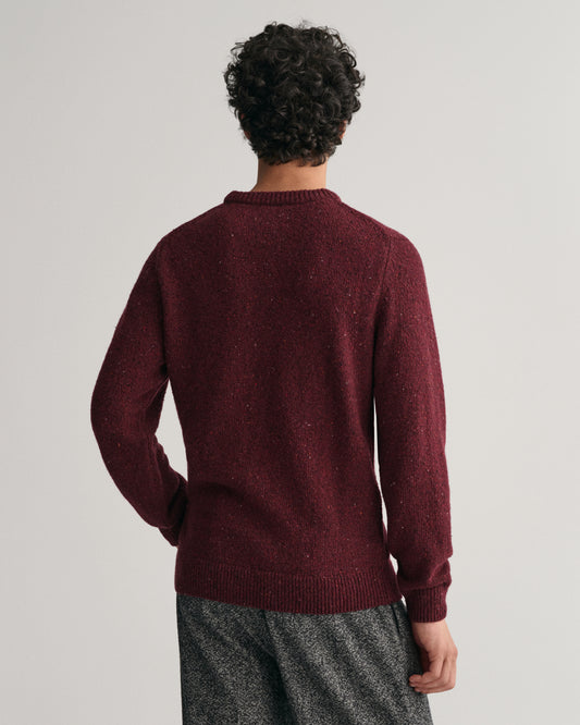 PLUMPED RED, WOOL NEPS C-NECK, BACK-VIEW BY GANT AU.