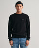 BLACK, COTTON PIQUE C-NECK, FRONT-VIEW BY GANT AU.