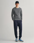 DARK GREY MELANGE, COTTON PIQUE C-NECK BY GANT AU.