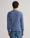 DENIM BLUE MELANGE, COTTON PIQUE C-NECK, BACK-VIEW BY GANT AU.