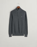 ANTRACIT MELANGE, COTTON PIQUE HALF ZIP, FLAT-LAY BY GANT AU.